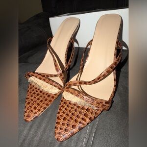 Brown Croc-Embossed Women's Heels